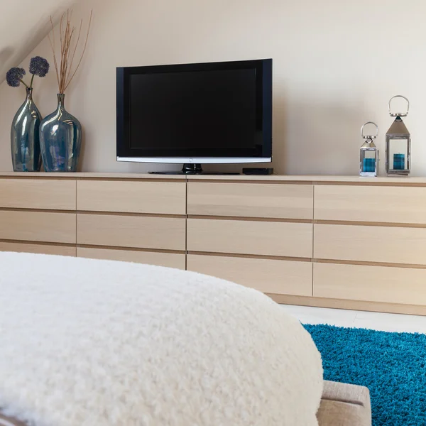 TV i sovrummet — Stockfoto