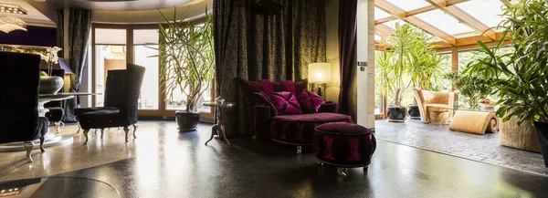 紫色丝绒扶手椅 — 图库照片