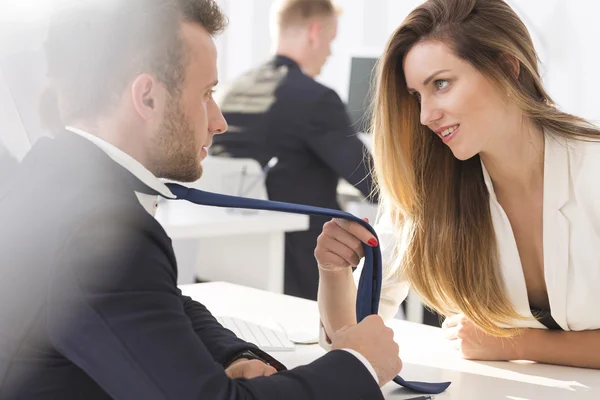 Sensual flirt at work — Stock Photo, Image