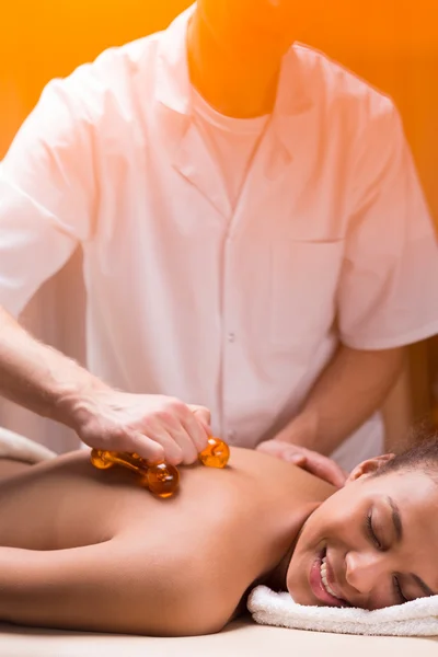 Massage device amplifying masseur's strength — Stock Photo, Image