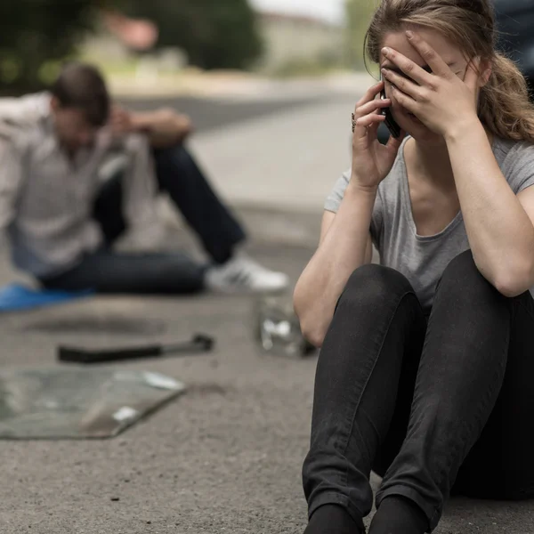 Despair driver after traffic accident — Stock Photo, Image