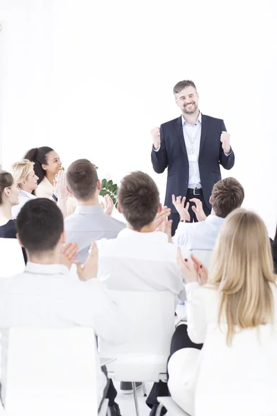 Celebrating their company's succesful move — Stock Photo, Image