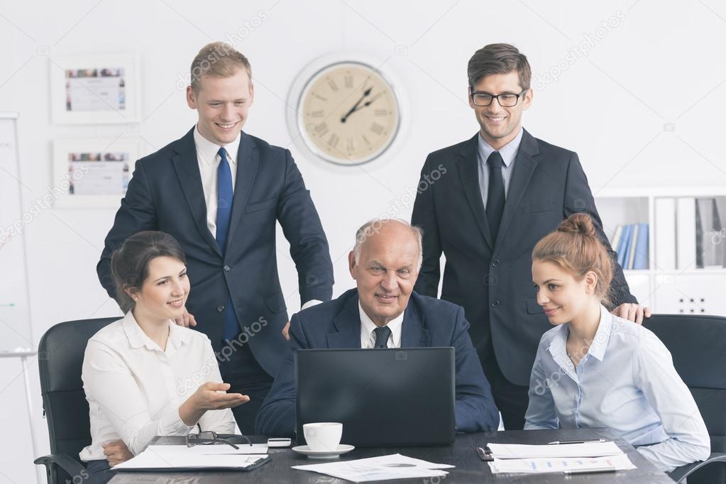 Close-knit business team at work