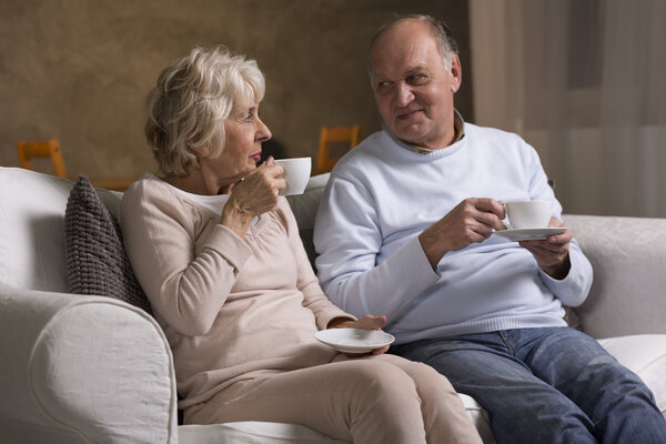 Senior citizens drinking tea