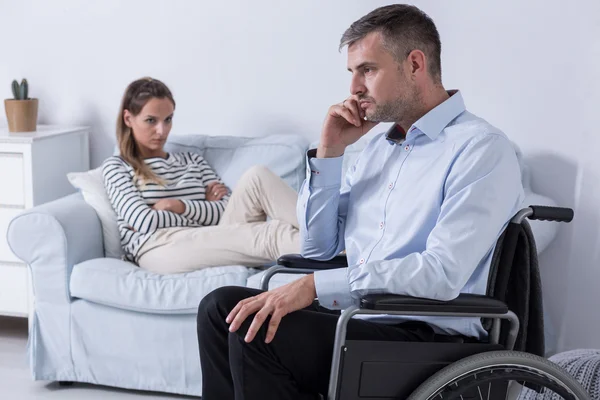 Hard relation with a disabled partner — Stock Photo, Image