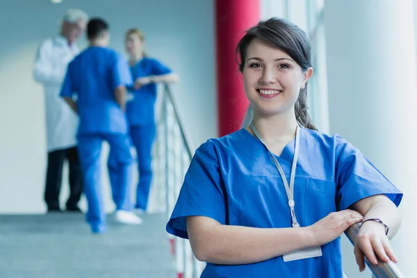 Successful first day of her hospital internship — Stock Photo, Image