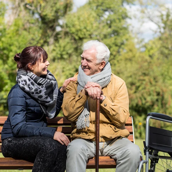 Elder man and carer — Stock Photo, Image