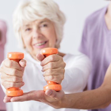Close-up of dumbbells