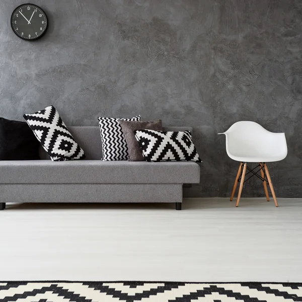 Elegante idea de salón gris — Foto de Stock