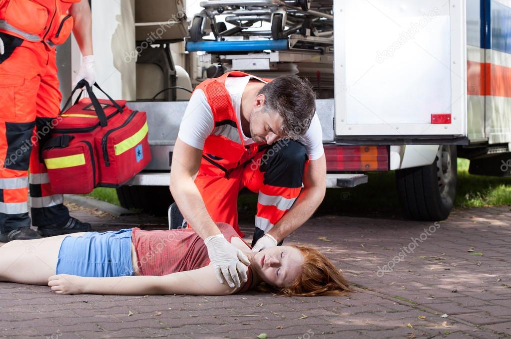 Emergency service working on the street