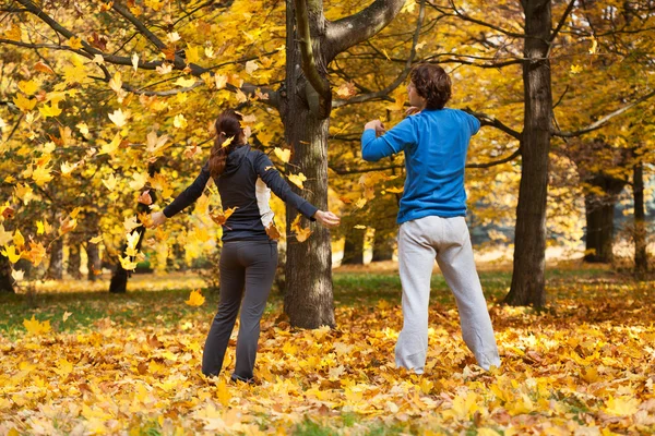 Relaxante no parque de outono — Fotografia de Stock