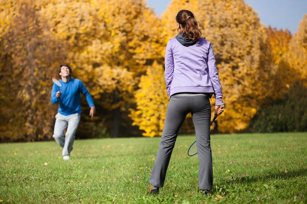 Plaing bádminton — Foto de Stock