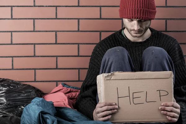 A homeless man need money — Stock Photo, Image