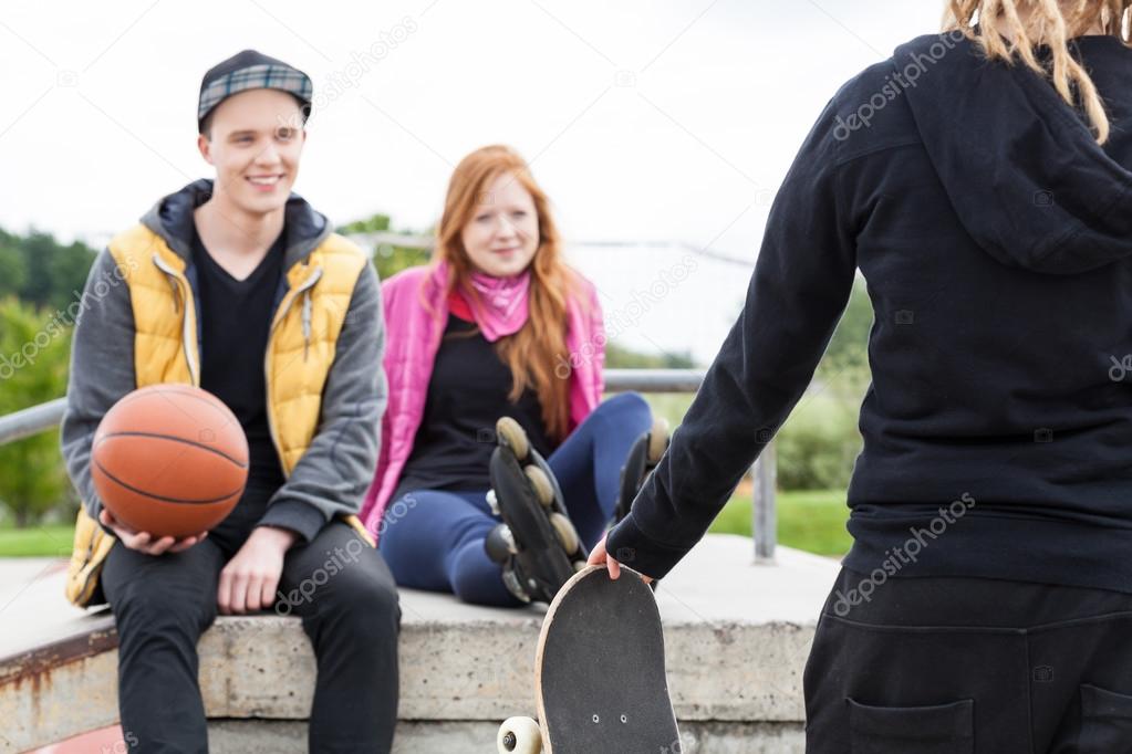 Young people at skate park