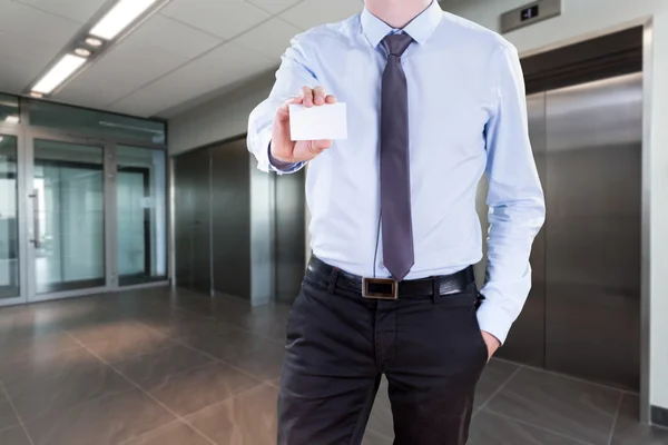 Businessman with his card — Stock Photo, Image