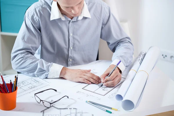 Architect working on his project. — Stock Photo, Image