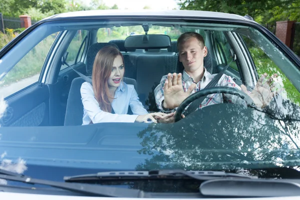 Arguing about driving in a car — Stock Photo, Image