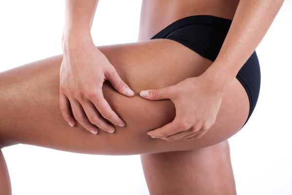 Woman watching her thigh