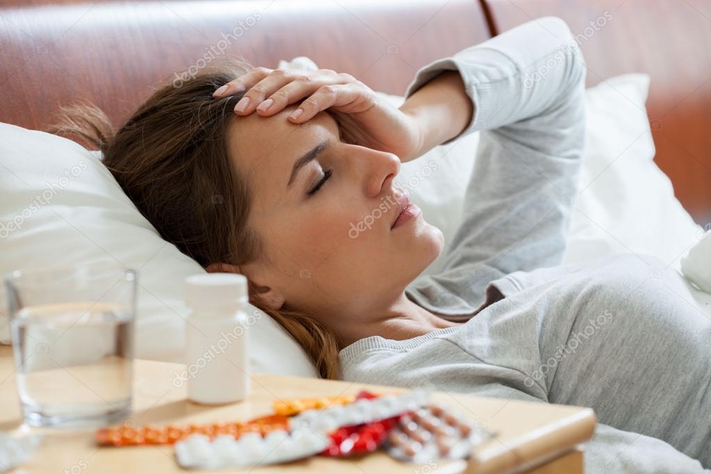 Woman suffering from flu