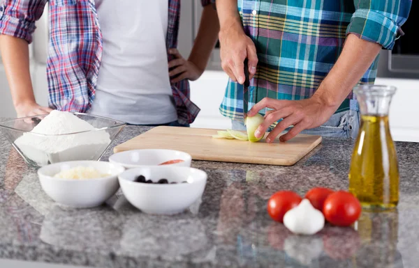 Cooking together in the kitchen