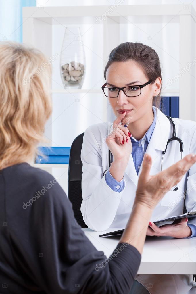 Middle aged woman on medical visit