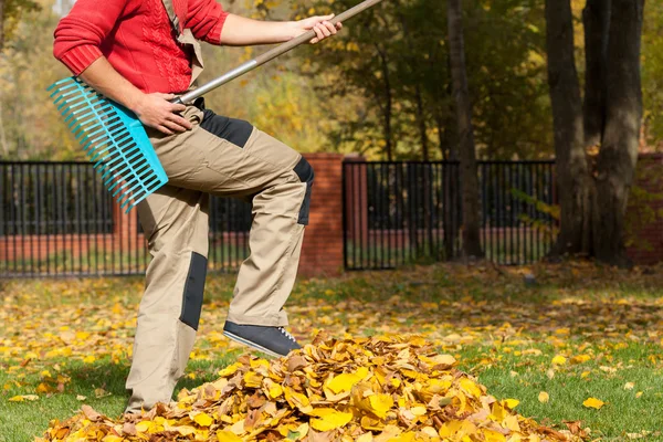 Jardinero divirtiéndose durante el otoño — Foto de Stock