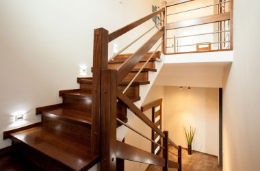 Wooden stairs at home clipart