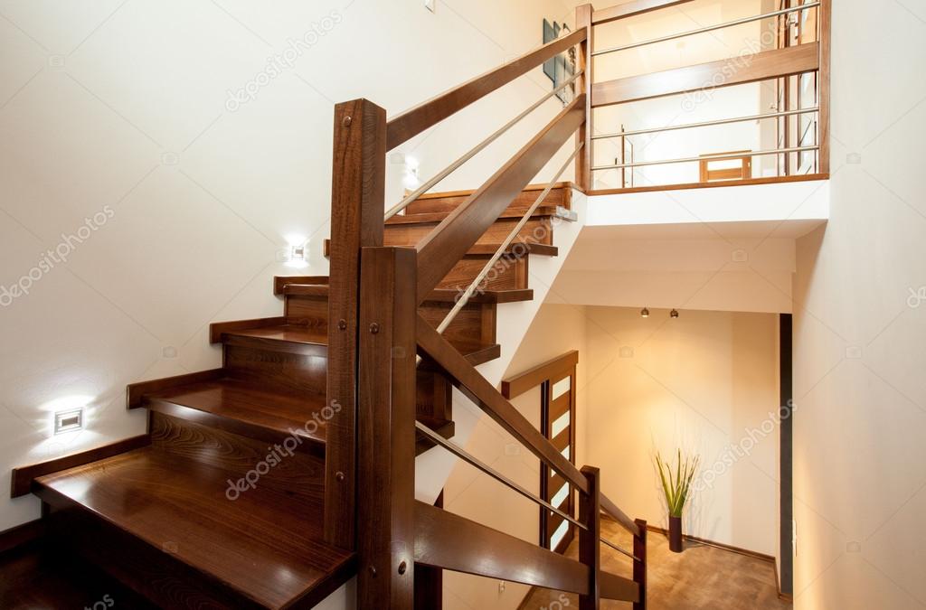 Wooden stairs at home