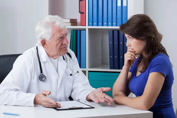 Doctor talking with worried patient — Stock Photo, Image