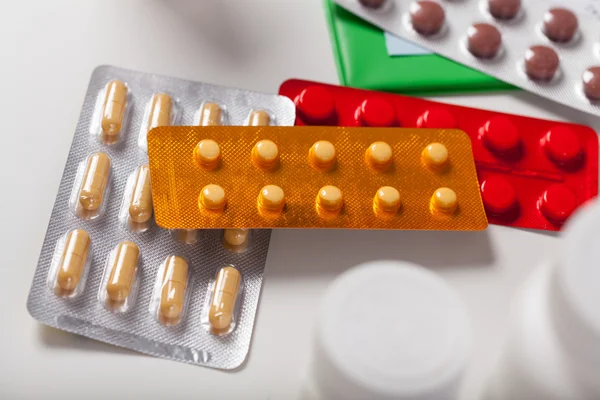 Table full of various medicines — Stock Photo, Image