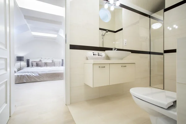 Ванная комната со спальней — стоковое фото