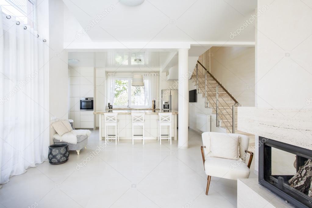 Open kitchen in spacious house