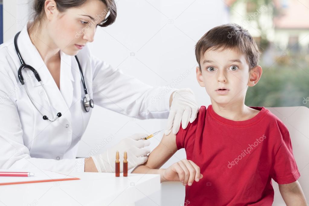 Scared little patient during injection