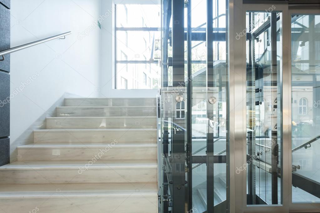 Staircase and elevator in business centre
