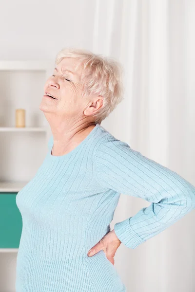 Grandpa suffering from back pain — Stock Photo, Image