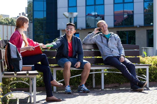 Asian boy flirting with his friend — Stock Photo, Image