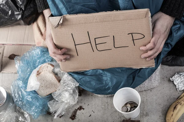 A homeless man asking for money — Stock Photo, Image