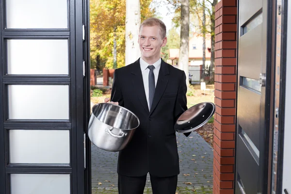 Door to door salesman — Stock Photo, Image