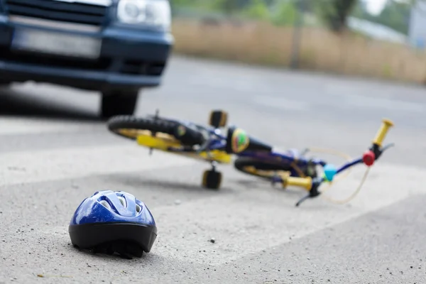 Children bike on the road — Stock Photo, Image