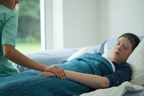 Sleeping sick woman — Stock Photo, Image