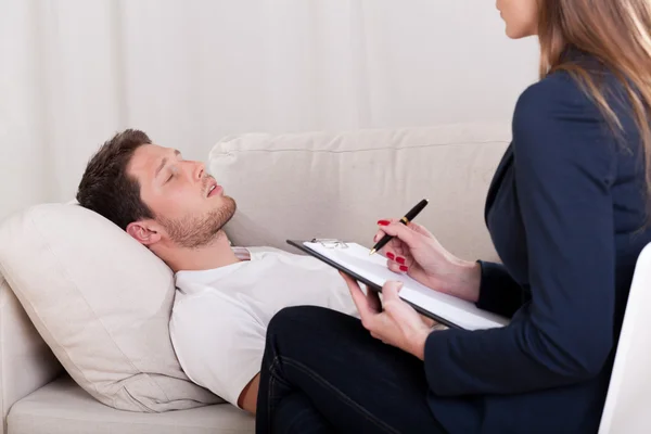 Man with problems during therapy — Stock Photo, Image