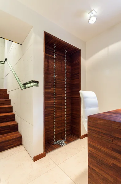 Wooden elements in modern corridor — Stock Photo, Image