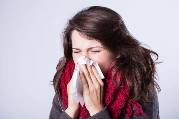 Woman with runny nose — Stock Photo, Image