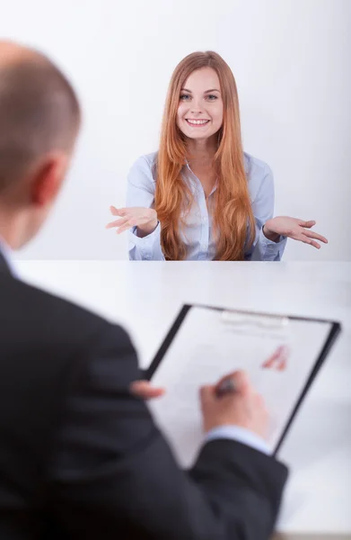 Head of the company doing the interview — Stock Photo, Image