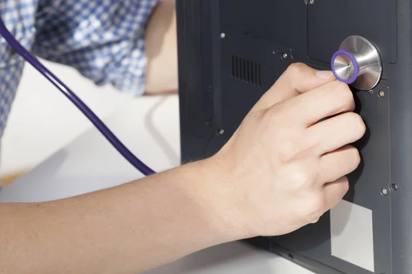 Close-up of healing laptop — Stock Photo, Image