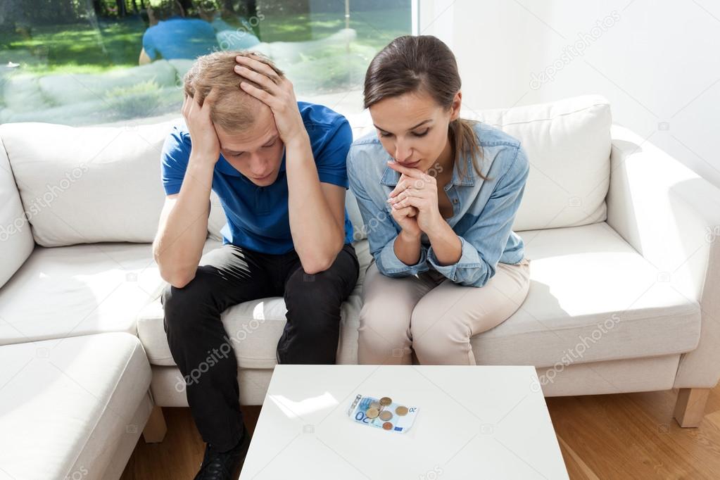 Young couple in bankrupt
