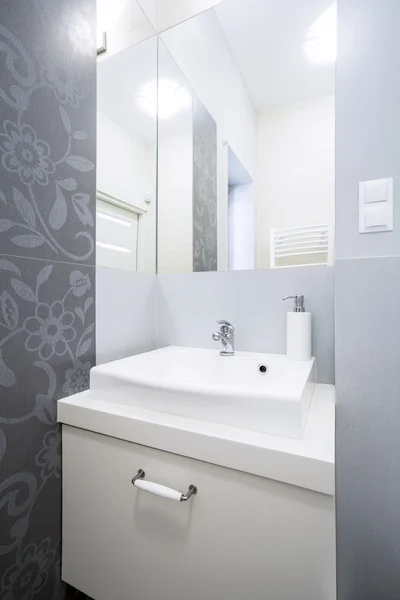 Grijze en witte badkamer — Stockfoto