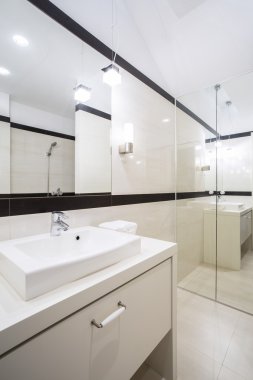 siyah ve beyaz banyo
