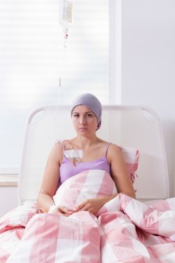Girl with tumor being in hospital clipart