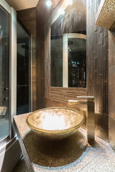 Expensive bathroom with golden sink — Stock Photo, Image